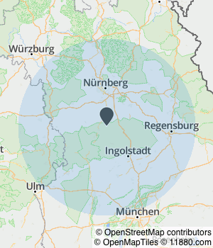 Kartendarstellung des Servicegebiets von Schrott Karl Autorecycling GmbH & Co. KG