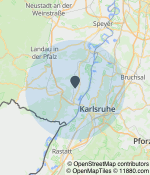 Kartendarstellung des Servicegebiets von Ochsenreither Bestattungen EK