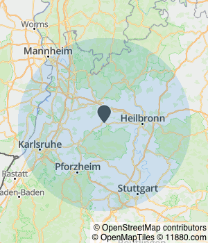 Kartendarstellung des Servicegebiets von KS-Elektrotechnik