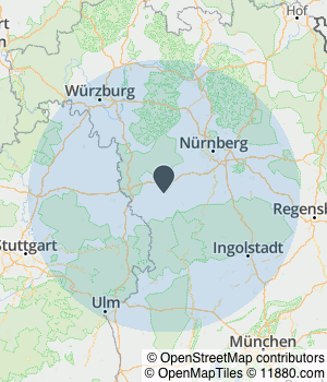 Kartendarstellung des Servicegebiets von Die Wühlmäuse Frohs eK