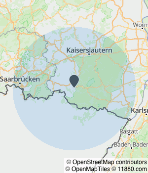 Kartendarstellung des Servicegebiets von UGS Sachverständige GmbH