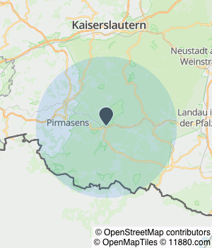 Kartendarstellung des Servicegebiets von Care, clean and more