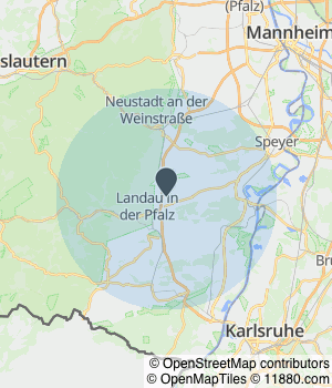 Kartendarstellung des Servicegebiets von Frank`s BBQ