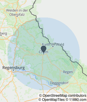 Kartendarstellung des Servicegebiets von AAQUILA Personalservice GmbH