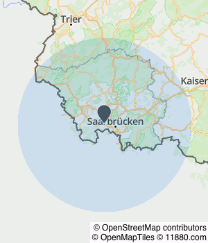 Kartendarstellung des Servicegebiets von Ultra Medical Gmbh