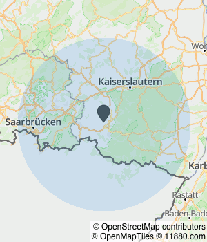 Kartendarstellung des Servicegebiets von Wagner Photovoltaik Company GmbH