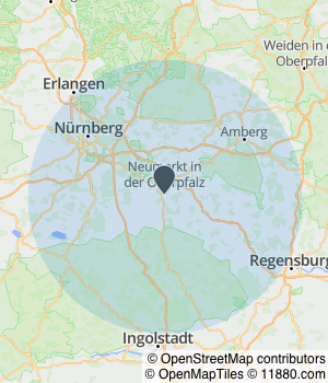Kartendarstellung des Servicegebiets von Adlan Garten und Landschaftsbau & Reinigungsservice
