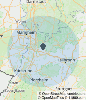 Kartendarstellung des Servicegebiets von pixxcraft.com