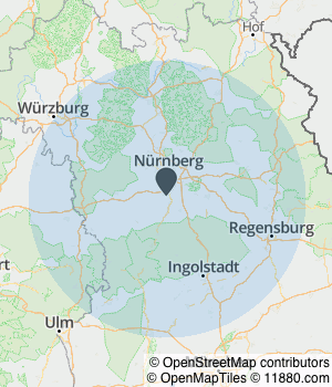 Kartendarstellung des Servicegebiets von Innenausbau RT Perfectum