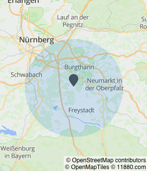 Kartendarstellung des Servicegebiets von Alex Transport