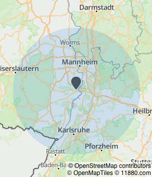 Kartendarstellung des Servicegebiets von Raumausstattung Stühler-Broy