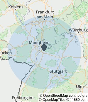 Kartendarstellung des Servicegebiets von Bauheld AM