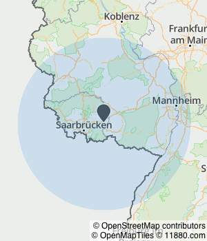 Kartendarstellung des Servicegebiets von Kurierdienst Bach