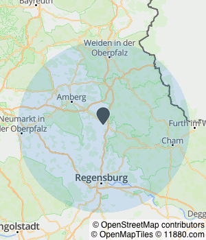 Kartendarstellung des Servicegebiets von Haus & Gartenservice Bezold