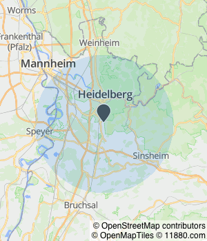 Kartendarstellung des Servicegebiets von Dr. med. dent. Jens Gutensohn Zahnarzt