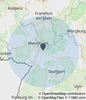 Kartendarstellung des Servicegebiets von LEHR ARCHITEKT & GUTACHTER & ENERGIEBERATER