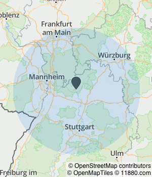 Kartendarstellung des Servicegebiets von Faustmann Bau- und Möbelschreinerei GmbH