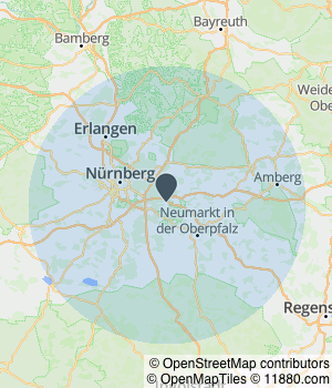 Kartendarstellung des Servicegebiets von AMGP Technikservice