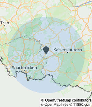 Kartendarstellung des Servicegebiets von Strack Holz & Design