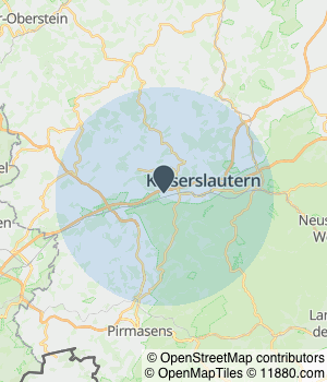 Kartendarstellung des Servicegebiets von ABC Autoglas GmbH