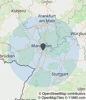 Kartendarstellung des Servicegebiets von KODIMED | Healthcare Personal Agentur