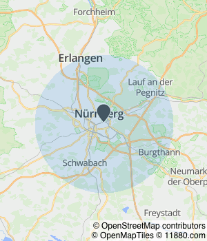 Kartendarstellung des Servicegebiets von ERGO Generalagentur Karl-Heinz Schuller