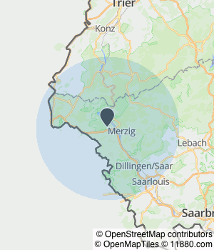 Kartendarstellung des Servicegebiets von Fliesenlegerfachbetrieb C. Hoffeld