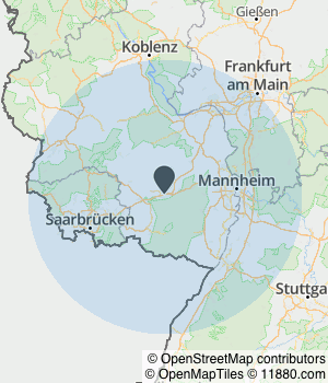 Kartendarstellung des Servicegebiets von BATIFIX GmbH