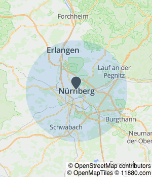 Kartendarstellung des Servicegebiets von Naturstein Schreiter GmbH & Co KG