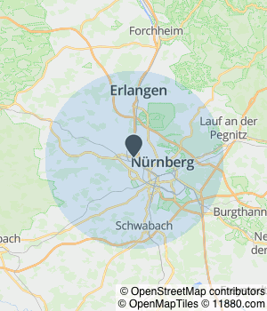 Kartendarstellung des Servicegebiets von TheraPIZentrum
