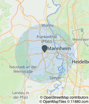 Kartendarstellung des Servicegebiets von Feldmann Dienstleistungen
