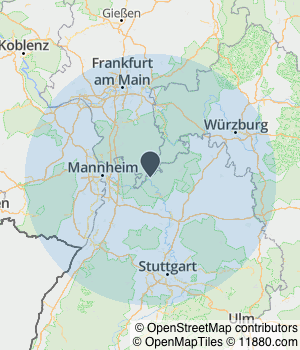 Kartendarstellung des Servicegebiets von Malermeisterbetrieb Zimmermann