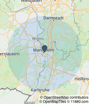 Kartendarstellung des Servicegebiets von Sabine Lawall Augenoptik