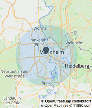 Kartendarstellung des Servicegebiets von EHG Hausgeräte Verkauf & Service e.K.