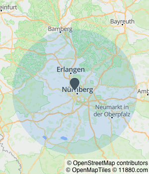Kartendarstellung des Servicegebiets von Bestattungen Pia Haller