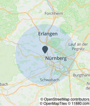 Kartendarstellung des Servicegebiets von Dachdeckerei Döhler GmbH
