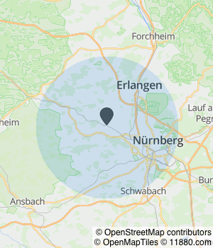 Kartendarstellung des Servicegebiets von Baugesellschaft Riede & Co. GmbH