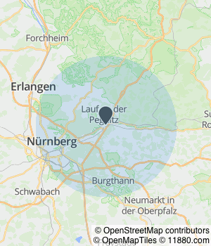 Kartendarstellung des Servicegebiets von PENTEK Immobiliendienste GmbH