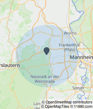 Kartendarstellung des Servicegebiets von Weirowski GmbH