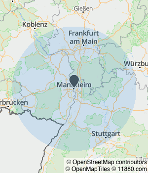 Kartendarstellung des Servicegebiets von K - Abbruch