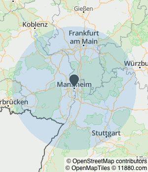 Kartendarstellung des Servicegebiets von Mazal Leihhaus