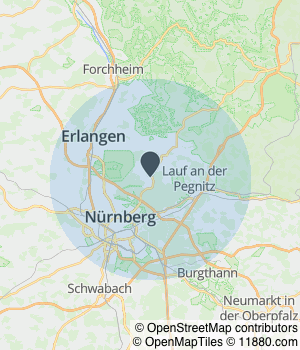 Kartendarstellung des Servicegebiets von Taxi & Mietwagen Weiß