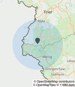 Kartendarstellung des Servicegebiets von Dominik Lackas Malermeister