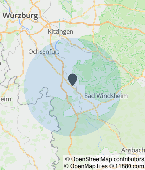 Kartendarstellung des Servicegebiets von Gamstätter Raumausstattung GmbH