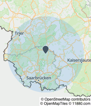 Kartendarstellung des Servicegebiets von Fahrdienst Krieger GmbH