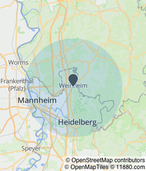 Kartendarstellung des Servicegebiets von Zwei Burgen Immobilien GmbH & Co.KG