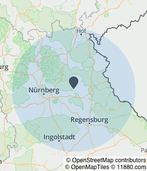 Kartendarstellung des Servicegebiets von KGL KFZ-Gutachter-Luber