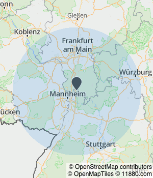 Kartendarstellung des Servicegebiets von Hama Transport