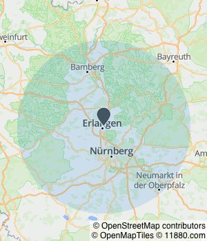 Kartendarstellung des Servicegebiets von Brunner-Immobilien GmbH Immobilienmakler