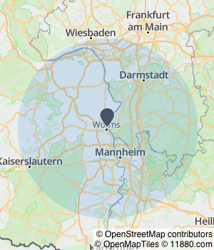 Kartendarstellung des Servicegebiets von V.I.P FLIESENLEGER